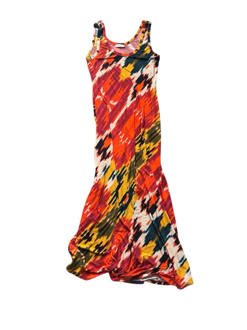 Calvin Klein Multicolor Abstract Tank Top in Orange, Teal & Black S